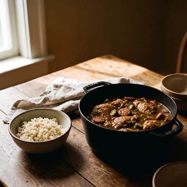 Chicken and sausage gumbo, a American regional dish