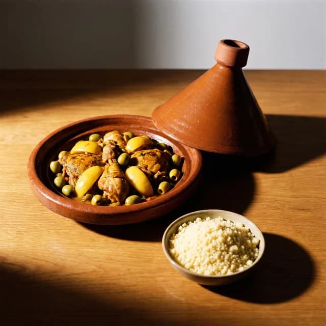 Chicken tagine with preserved lemon, a Moroccan and North African dish