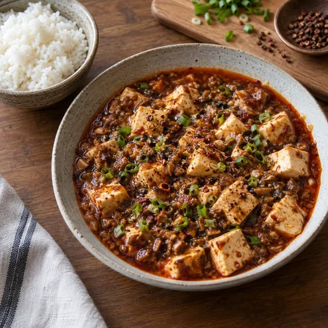Mapo tofu, a Sichuan and Hunan dish